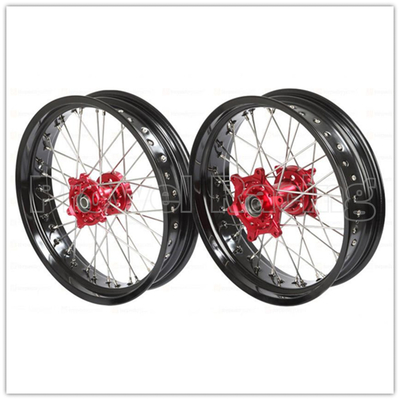 Black Aluminum Alloy Motorcycle Supermoto Wheels Set with CNC Hub and 3.50-17&quot; 5.00-17&quot; Rims