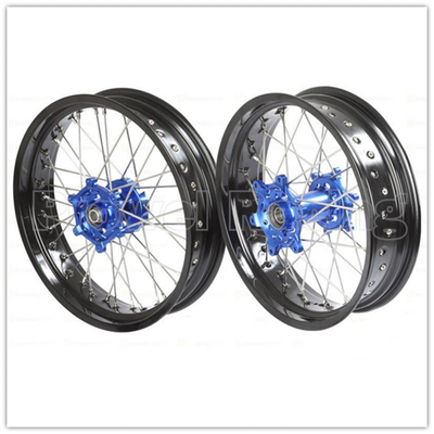 Black Aluminum Alloy Motorcycle Supermoto Wheels Set with CNC Hub and 3.50-17&quot; 5.00-17&quot; Rims