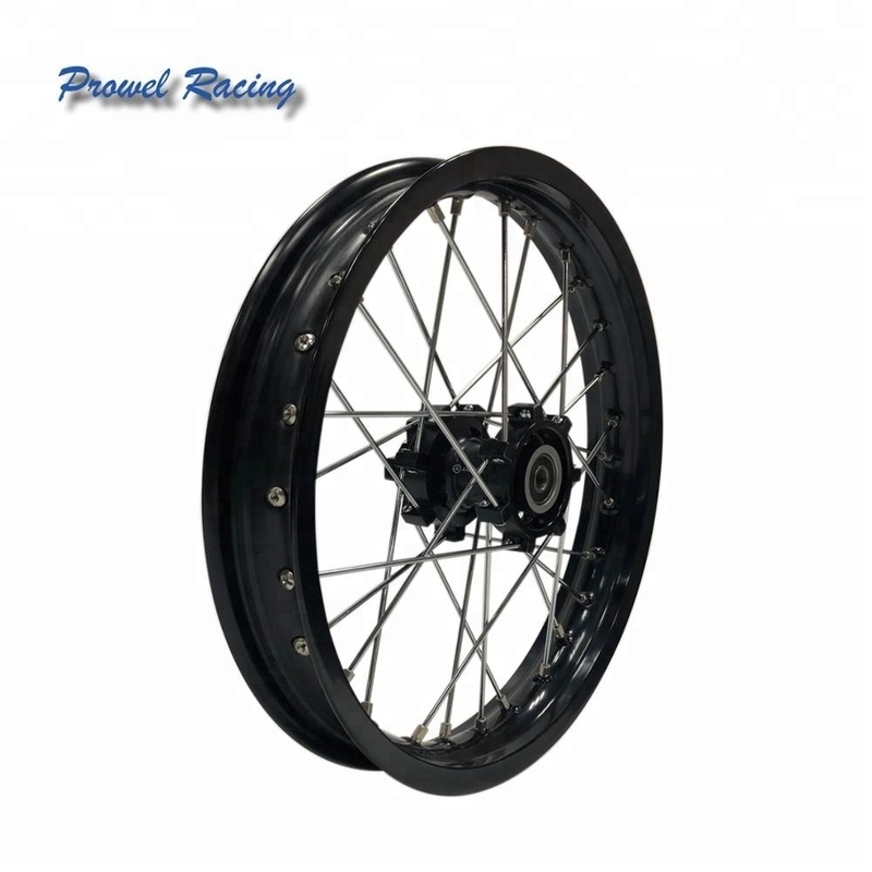 Customized Aluminum 6061 T6 Black Motorcycle Wheel Set 1.85x14 for Off-Road Bike